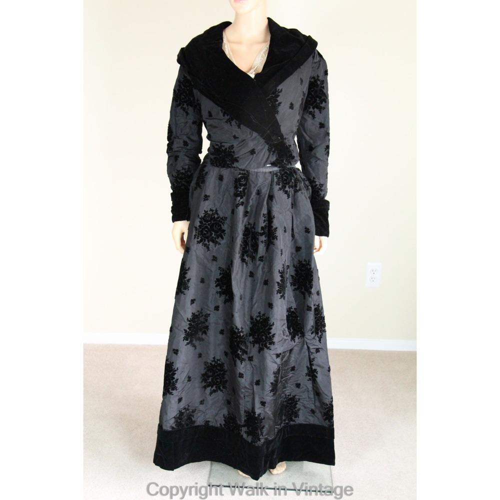 Antique Edwardian 1900s Silk Taffeta Dress Designer Farquharson & Wheelock M